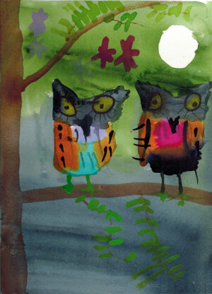 Rita Winkler's Painting Two Owls