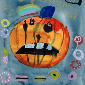 Rita Winkler Painting: Andy the Pumpkin needs to see a dentist