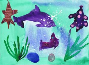 Rita Winkler Painting: Baby Dolphin's First Swim