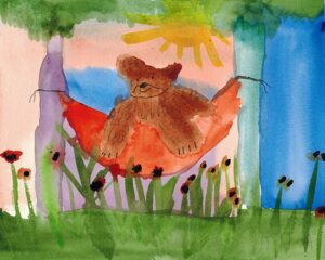 Rita Winkler's painting Bear in a Hammock