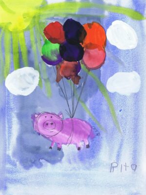 Rita Winkler Painting: Bingo the Flying Pig