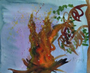 Rita Winkler painting: Bonfire for Lag B'Omer