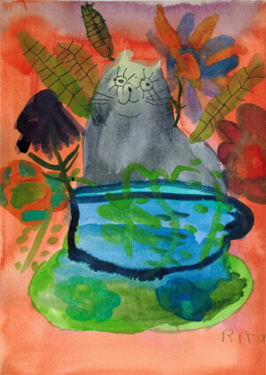 Rita Winkler's Painting Cat in a Teacup