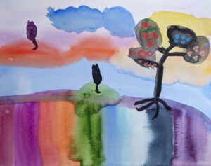 Rita WIinkler's painting Cats in Spring