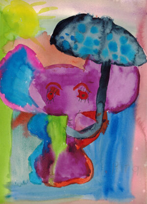 Rita Winkler's Painting Elephant with Umbrella