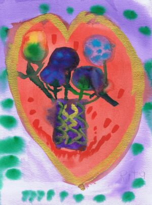 Rita Winkler Painting: Gold Vase Heart