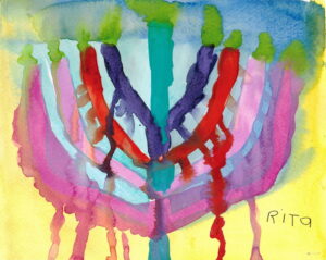 Rita Winkler's Painting Menora for Chanukah 2