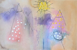 Painting by Rita Winkler - Mountains and Sun
