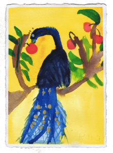 Rita Winkler Painting: Peacock Eating Apple