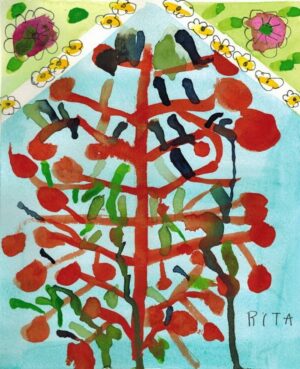 Rita Winkler's painting Pomegranate Tree for Rosh-Hashannah