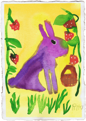 Rita Winkler Painting: Rabbit With Strawberries