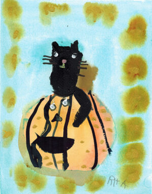 Rita Winkler's Painting Scary Cat with a Pumpkin