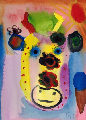 Rita Winkler's Painting Summer Cow with Blueberry Ice Cream Cone