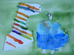 Rita Winkler's Painting Zebra and Dog